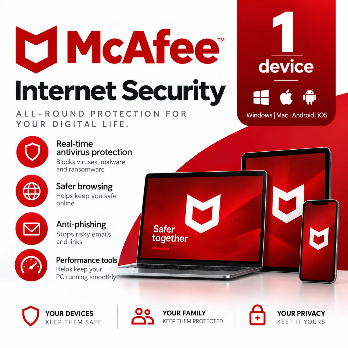 McAfee Internet Security 1 User 1 Year License Key