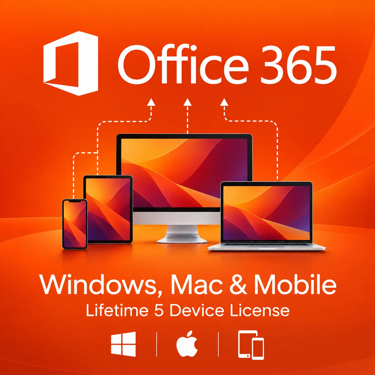 Office 365 Professional Plus – 5 Devices, PC/Mac/Mobile, One-Time Purchase
